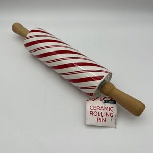 Newclassic Ceramic Rolling Pin‎ Unisex OS Red Candy Cane Stripe Holiday Kitchen